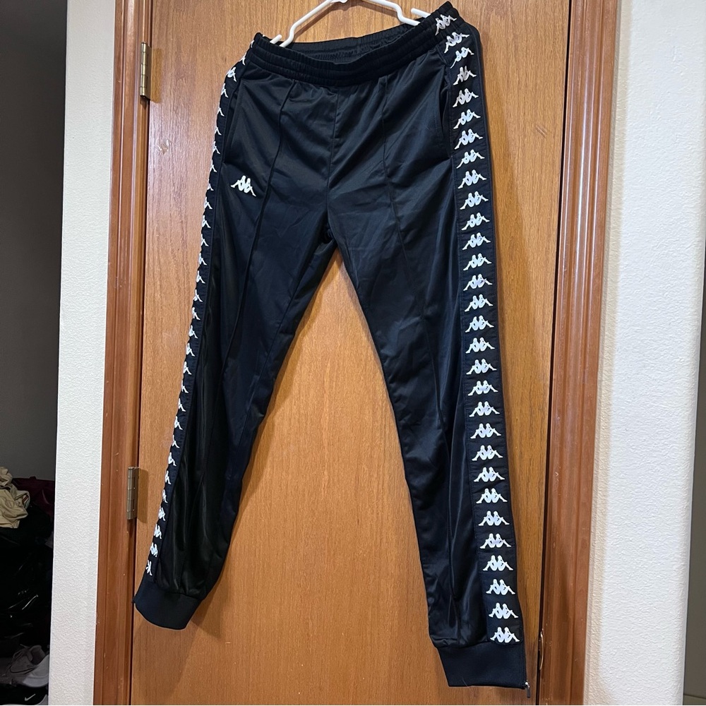 Kappa Black Joggers with White Logo Men's Small
